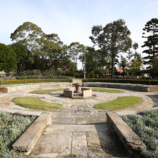 Allman Park sunken fountain court garden